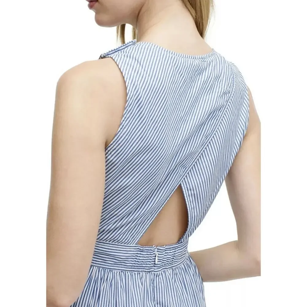 J.CREW Striped Poplin Apron Cotton Midi Dress